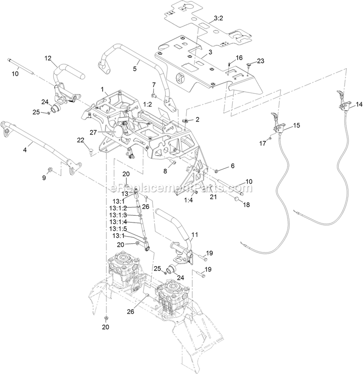 Control Assembly Diagram and Parts List for STE600CKA323H1 (408644346-411294211)(2021) Exmark Lawn Mower