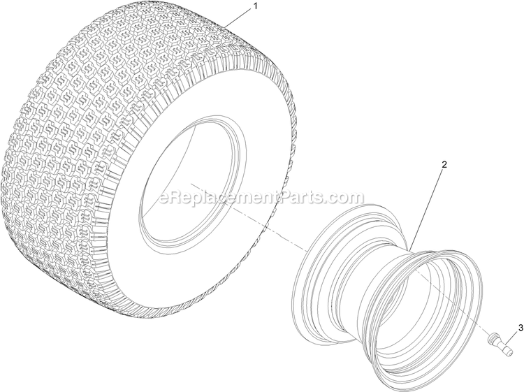 Tire And Wheel Assembly Diagram and Parts List for QZE725GKC50200 (408644346-411294211)(2021) Exmark Lawn Mower