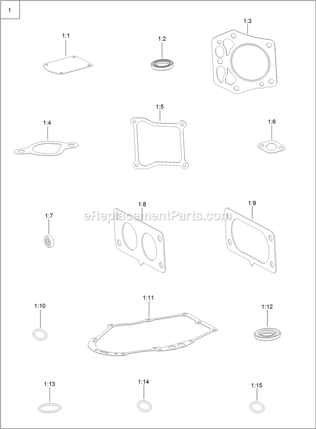 Gasket And Seal Kit Diagram and Parts List for RAE708GEM52300 (404314159-406294344)(2019) Exmark Lawn Mower