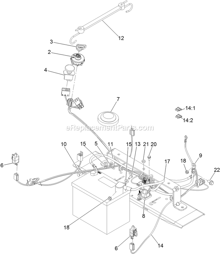 Electrical Assembly Diagram and Parts List for QTE651KA421 (314000000-314999999)(2014) Exmark Lawn Mower