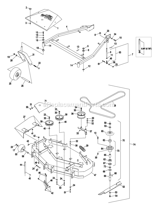 Mower Deck (3) Diagram and Parts List for TT5217KAE (260000-319999)(2001) Exmark Lawn Mower