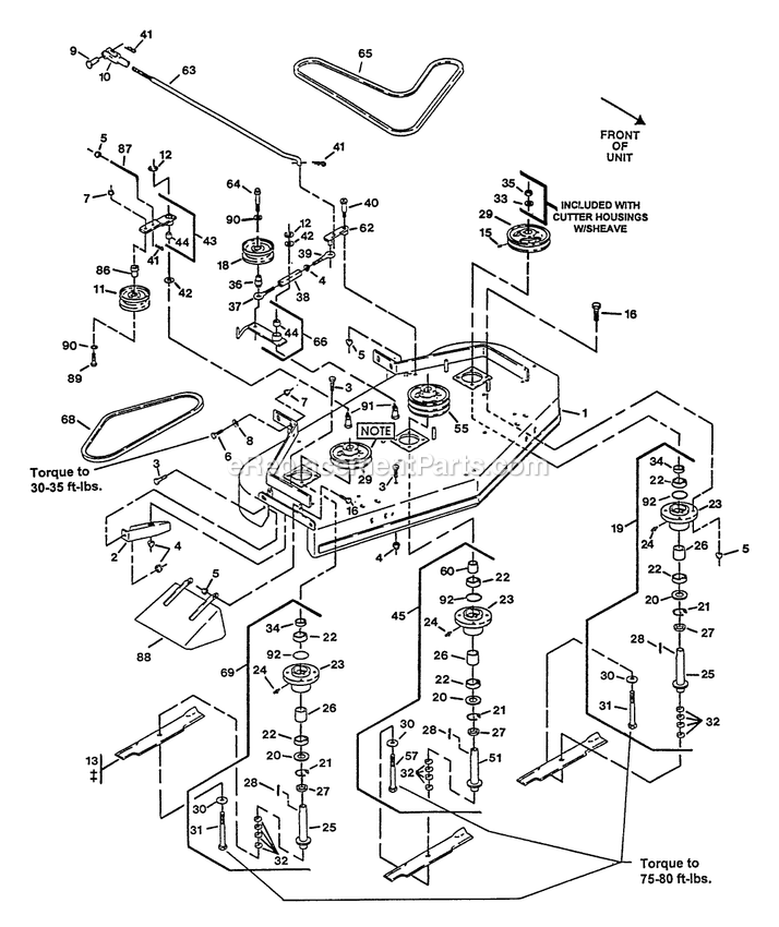 Mower Deck (2) Diagram and Parts List for M36-14K-5E (115000-129999)(1996) Exmark Lawn Mower