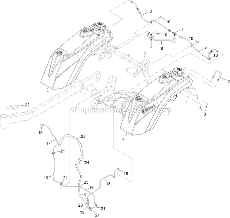 Fuel Assembly Diagram and Parts List for STS730GKA52400 (408644346-411294211)(2021) Exmark Lawn Mower