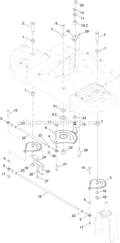 Gear Assembly Diagram and Parts List for QSS725GKC50200 (315000000-315999999)(2015) Exmark Lawn Mower