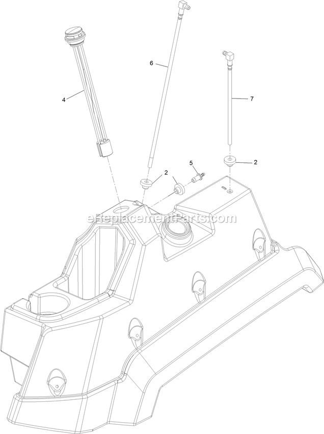 Lh Fuel Tank Assembly Diagram and Parts List for LZS80TDYM604W0 (406294345-408644345)(2020) Exmark Lawn Mower