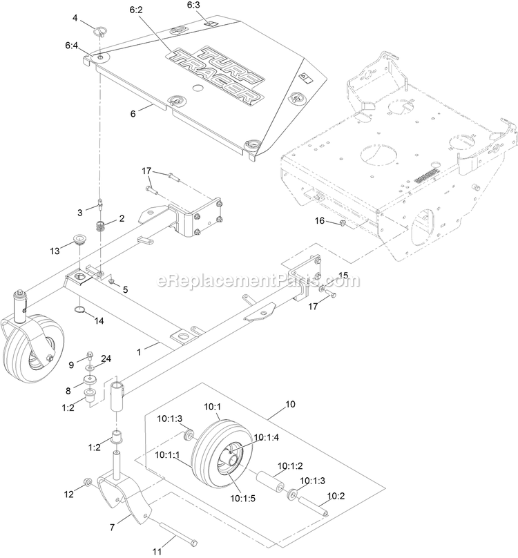 Main Frame Assembly Diagram and Parts List for TTS481CKA36300 (400000000-402082299)(2017) Exmark Lawn Mower