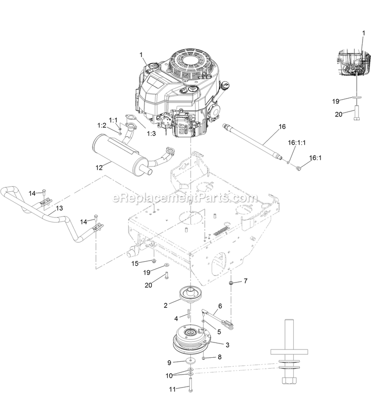 Engine Assembly Diagram and Parts List for TTS481CKA36300 (400000000-402082299)(2017) Exmark Lawn Mower