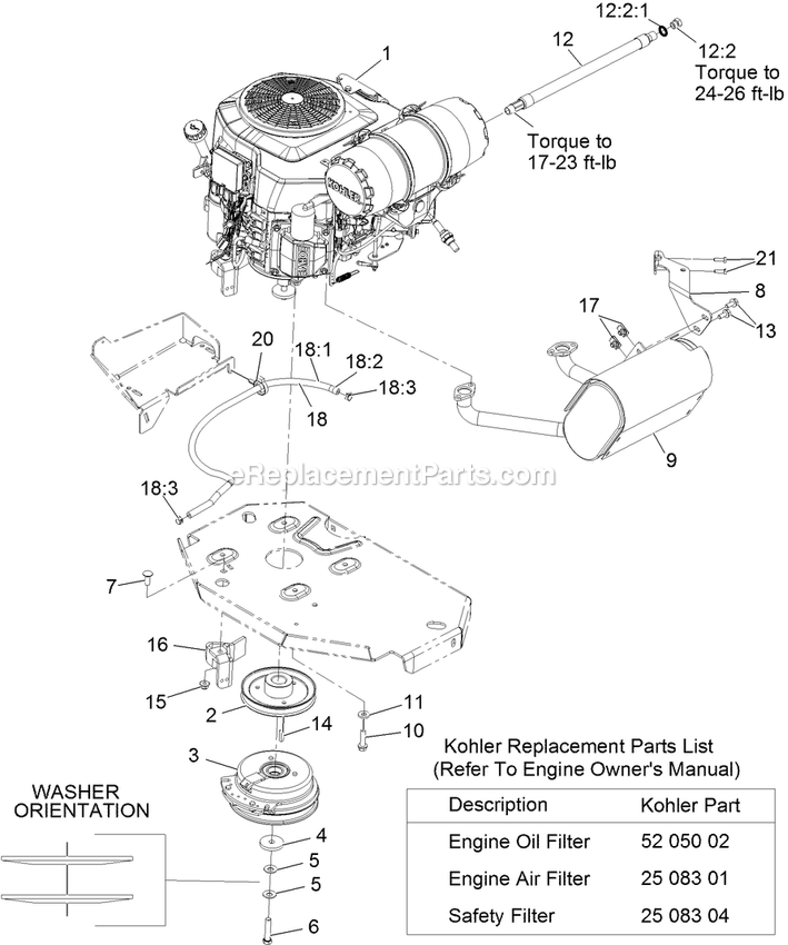 Engine Assembly Diagram and Parts List for LZS749EKC724 (312000000-312999999)(2012) Exmark Lawn Mower