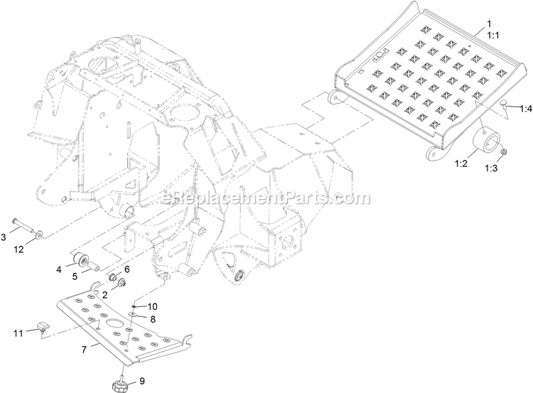 Platform Assembly Diagram and Parts List for STE600GKA44300 (404314159-406294344)(2019) Exmark Lawn Mower