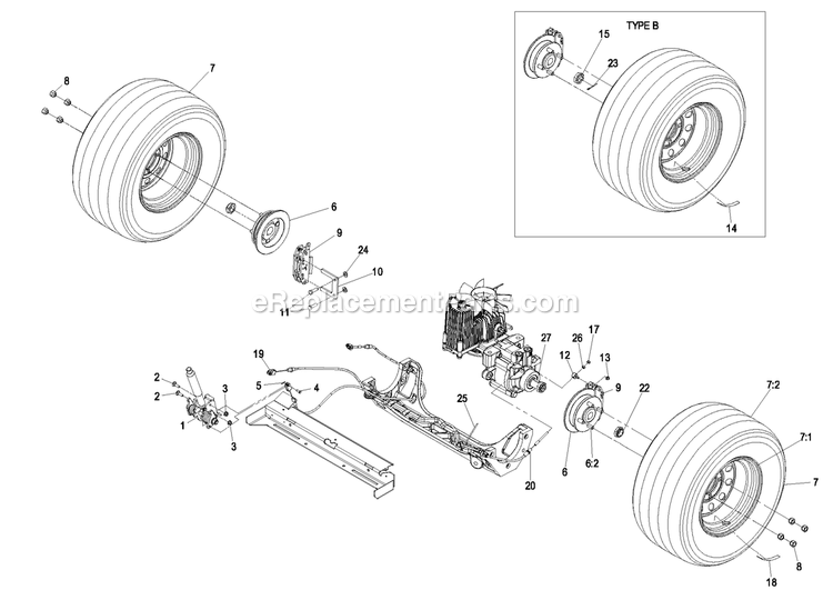 Park Brake Group Diagram and Parts List for LZZ29KCE606 (850000-919999)(2010) Exmark Lawn Mower