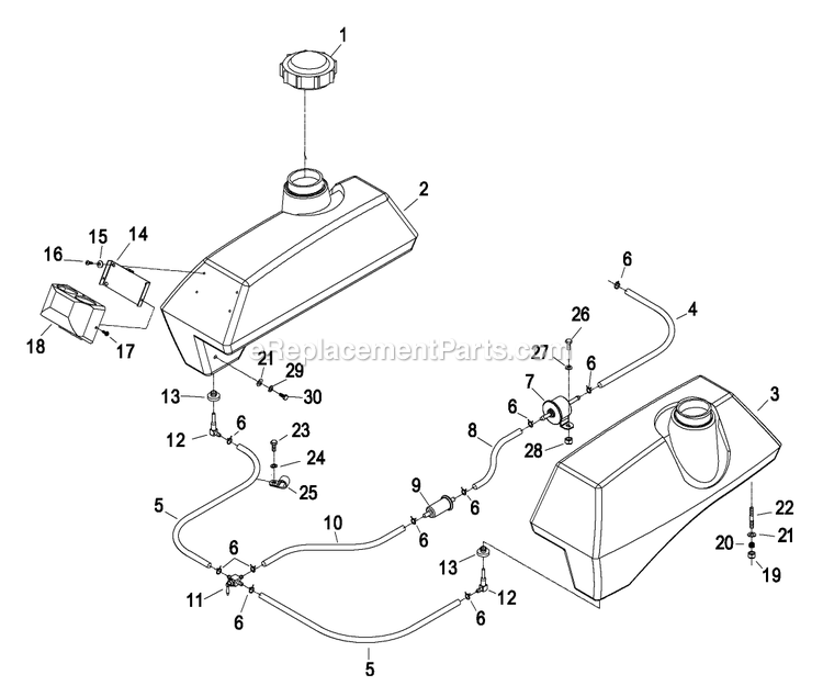 Fuel Group (2) Diagram and Parts List for LZ25KA604 (320000-369999)(2002) Exmark Lawn Mower