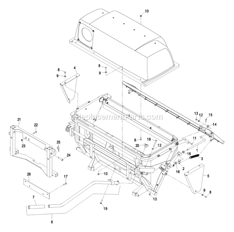 Hopper Assembly Diagram and Parts List for LHPUVD52 (510000-599999)(2005) Exmark Lawn Tractor Accessories