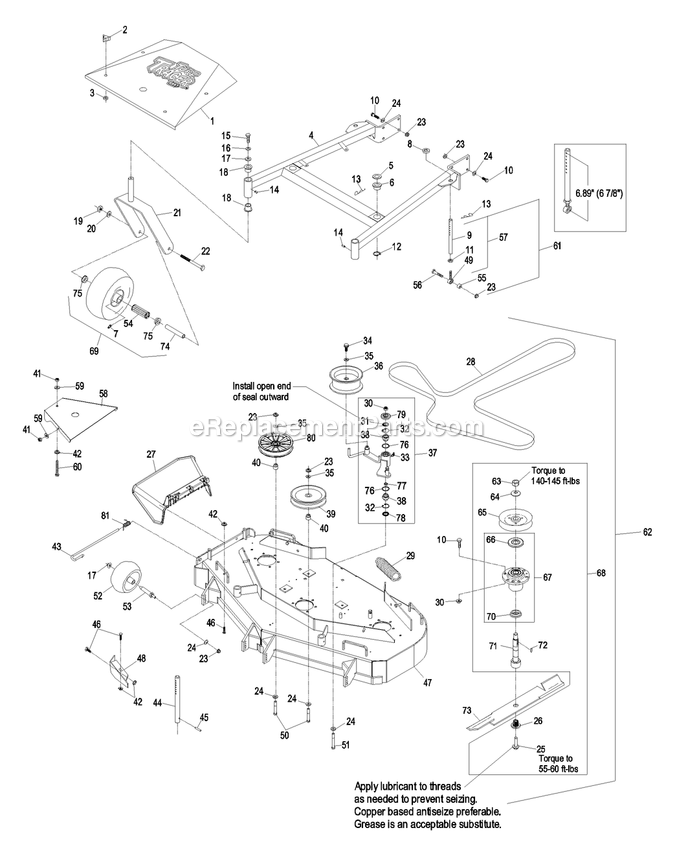Mower Deck (2) Diagram and Parts List for THP17KA363CA (790000-849999)(2009) Exmark Lawn Mower