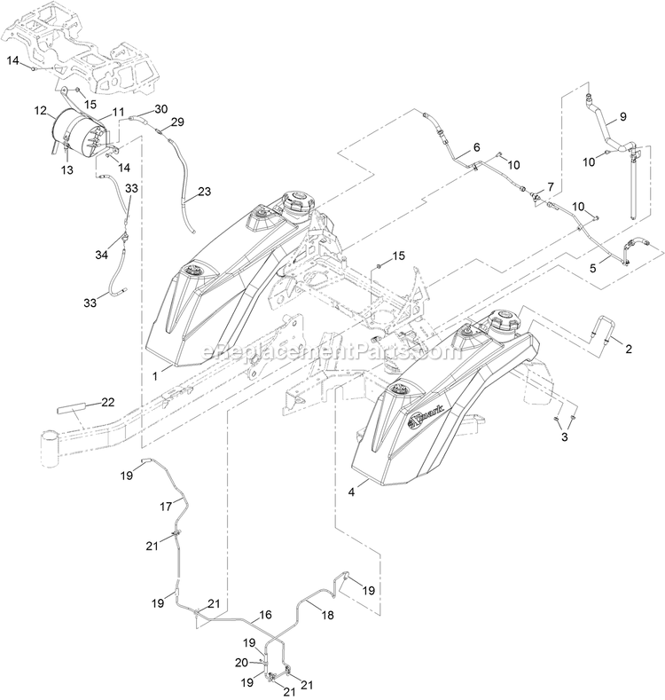 Fuel Assembly Diagram and Parts List for STS650AKC48400 (404314159-406294344)(2019) Exmark Lawn Mower