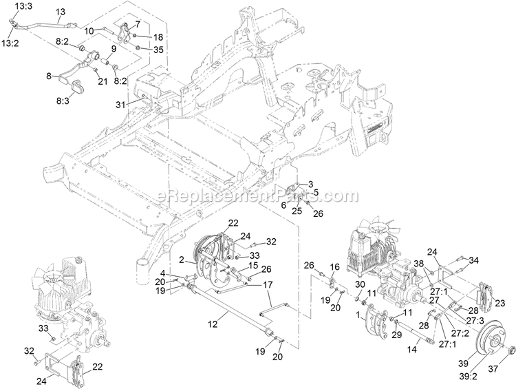 Park Brake Assembly Diagram and Parts List for LZS850EKA604W0 (408644346-999999999)(2021) Exmark Lawn Mower