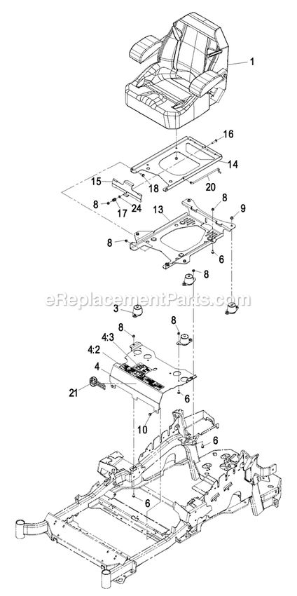 Seat Group Diagram and Parts List for LZZ29KCE606 (850000-919999)(2010) Exmark Lawn Mower