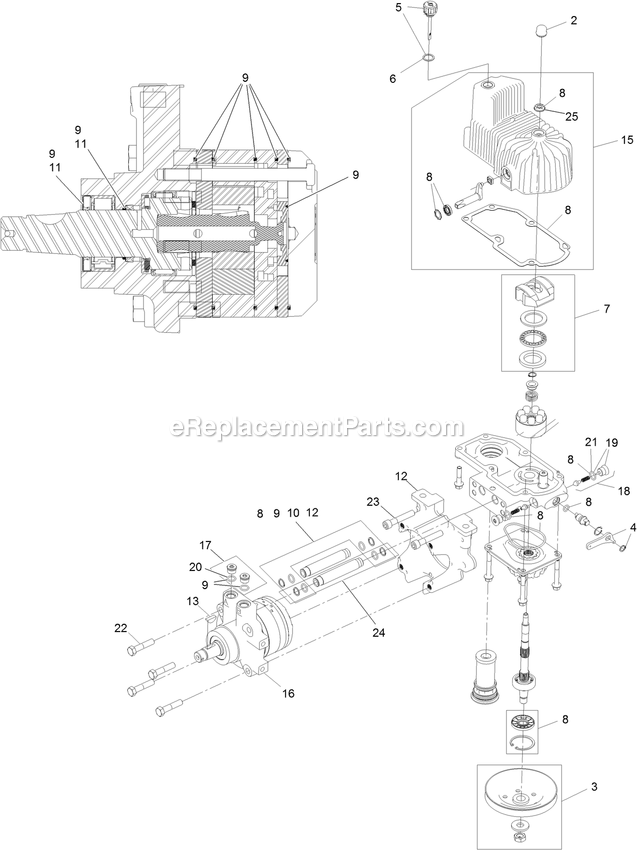 Lh Hydro Assembly Diagram and Parts List for LZE651GKA484A2 (316000000-399999999)(2016) Exmark Lawn Mower