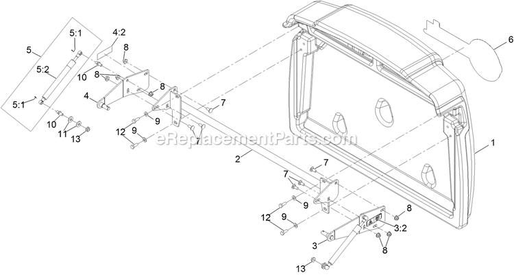 Hopper Door Assembly Diagram and Parts List for NVS640CKC42000 (315000000-315999999)(2015) Exmark Lawn Mower