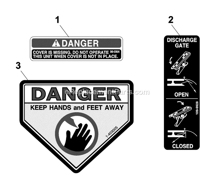 Decals Diagram and Parts List for OCD02 2009 Exmark Lawn Tractor Accessories