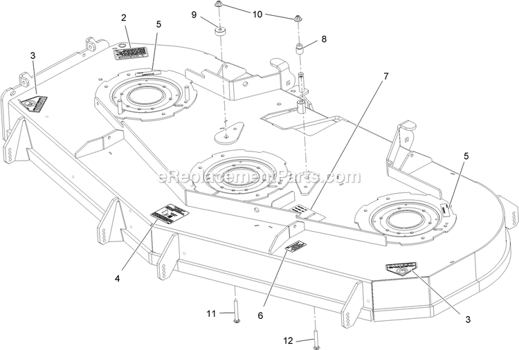 Deck With Decals Assembly Diagram and Parts List for LZX940KC726 (312000000-312999999)(2012) Exmark Lawn Mower