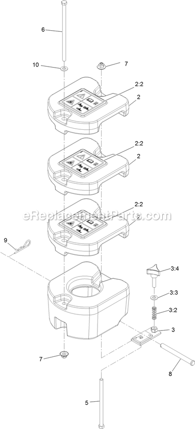 Weight Assembly Diagram and Parts List for 126-8680 (404314159-406294344)(2019) Exmark Lawn Tractor Accessories