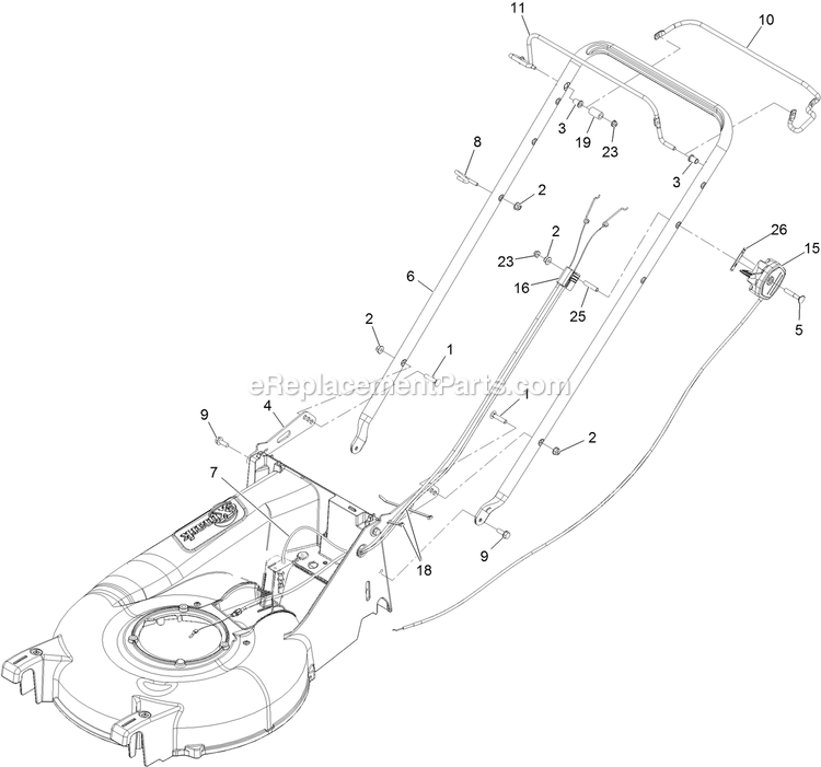 Handle Assembly Diagram and Parts List for ECX160CHN21000 (408644346-411294211)(2021) Exmark Lawn Mower
