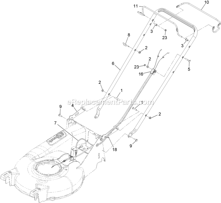 Handle Assembly Diagram and Parts List for ECS180GKA21000 (315000000-315999999)(2015) Exmark Lawn Mower