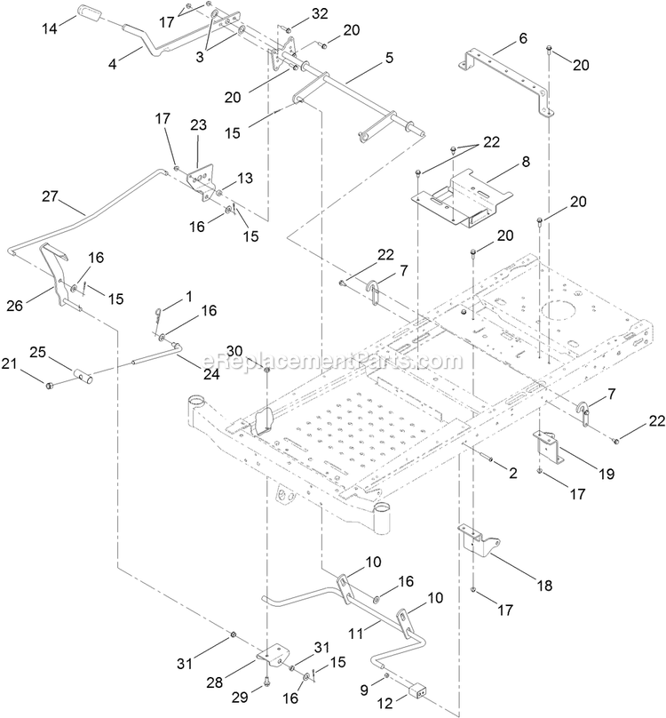 Deck Lift Assembly Diagram and Parts List for QT24KA501 (920000-999999)(2011) Exmark Lawn Mower