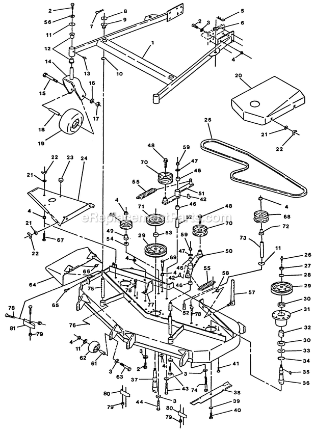 Mower Deck (2) Diagram and Parts List for TTH-18KO (84000-89999)(1993) Exmark Lawn Mower