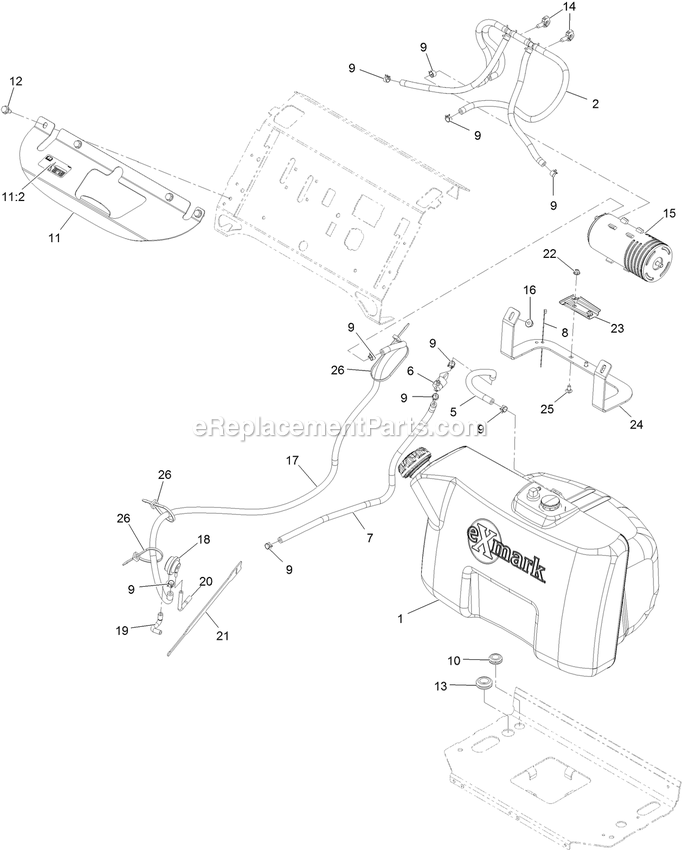 Fuel Assembly Diagram and Parts List for VTS691CKA48400 (400000000-402082299)(2017) Exmark Lawn Mower
