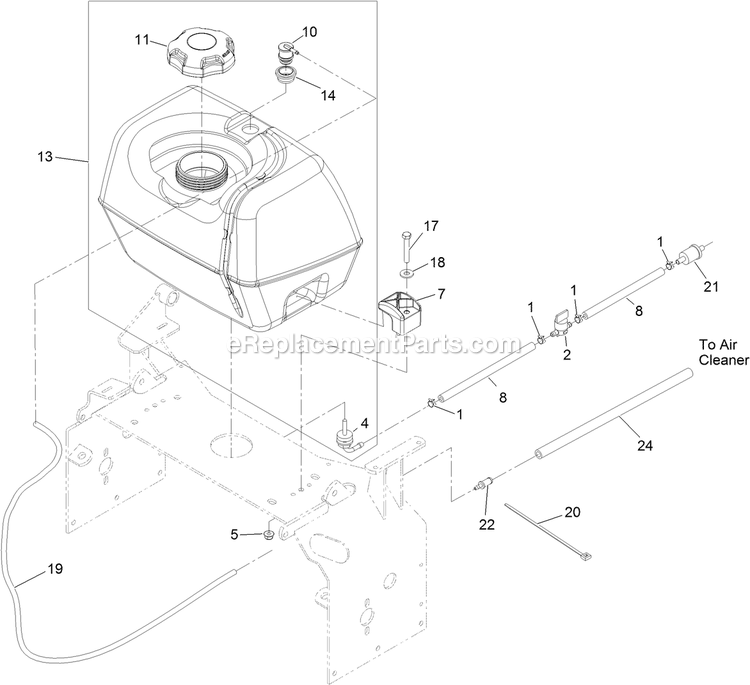 Fuel Tank Assembly Diagram and Parts List for TTX691KAE524 (314000000-314999999)(2014) Exmark Lawn Mower