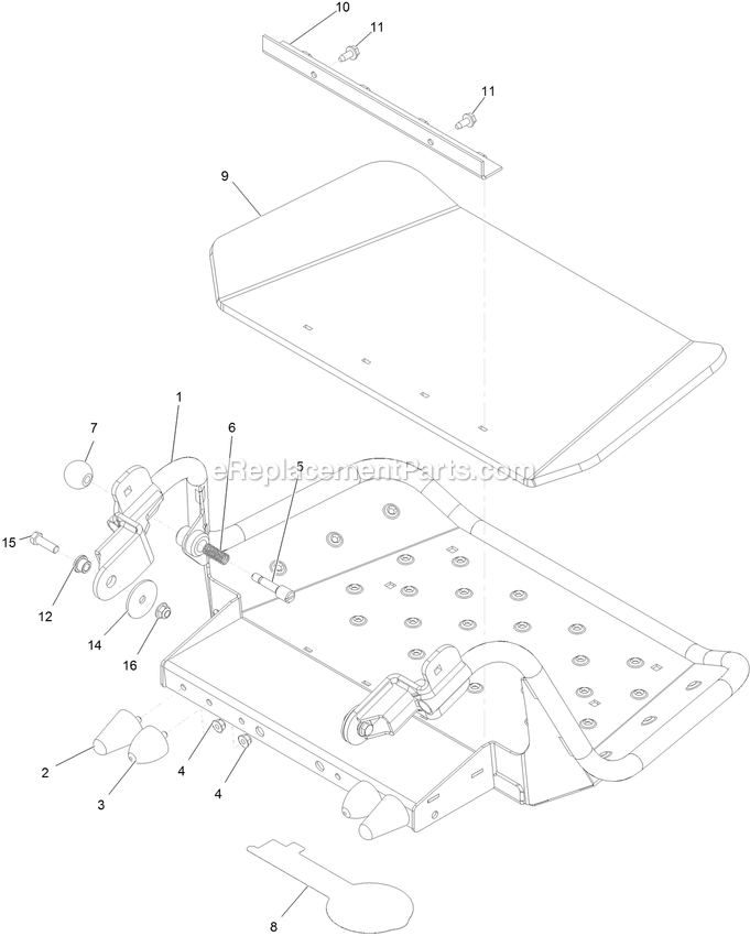 Platform Assembly (2) Diagram and Parts List for VTS541CKA36300 (316000000-399999999)(2016) Exmark Lawn Mower