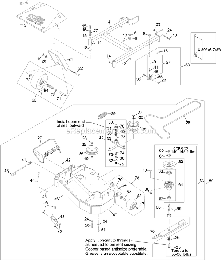 Mower Deck Assembly Diagram and Parts List for TTS481KA363CA (314000000-314999999)(2014) Exmark Lawn Mower