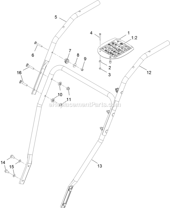 Handle Assembly Diagram and Parts List for BR270KC36 (313000000-313999999)(2013) Exmark Leaf Blower / Vacuum