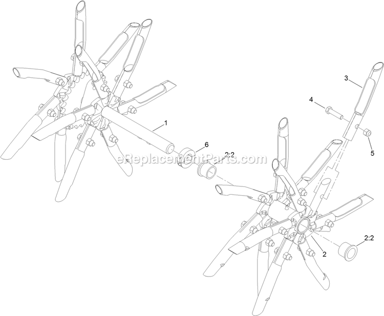 Rh Tine Wheel Assembly Diagram and Parts List for ARX541CKA30000 (400000000-402082299)(2017) Exmark Aerator