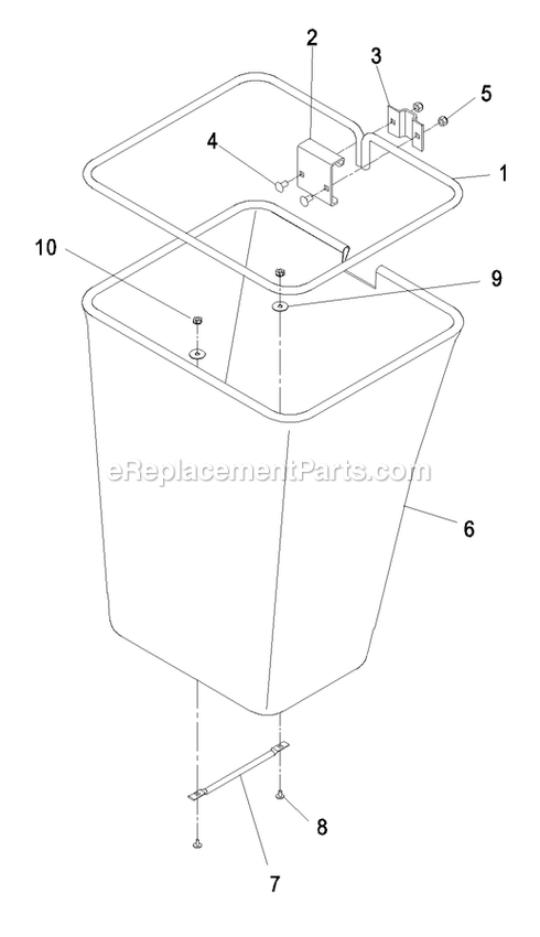 Bag Assembly Diagram and Parts List for LZUV3B (790000-849999)(2009) Exmark Lawn Tractor Accessories