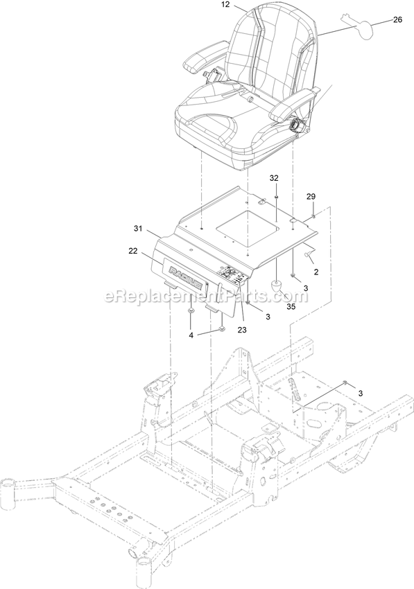 Seat Assembly (1) Diagram and Parts List for RAE740CKC60300 (408644346-411294211)(2021) Exmark Lawn Mower