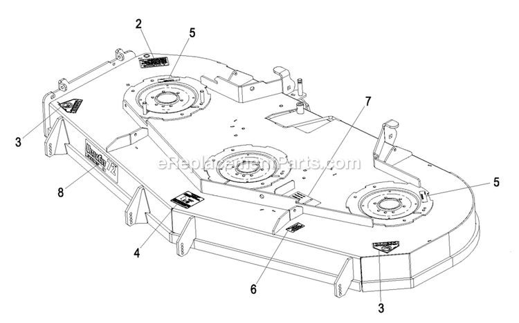 Deck With Decals Assembly (2) Diagram and Parts List for LZAS29KA724LP (850000-919999)(2010) Exmark Lawn Mower