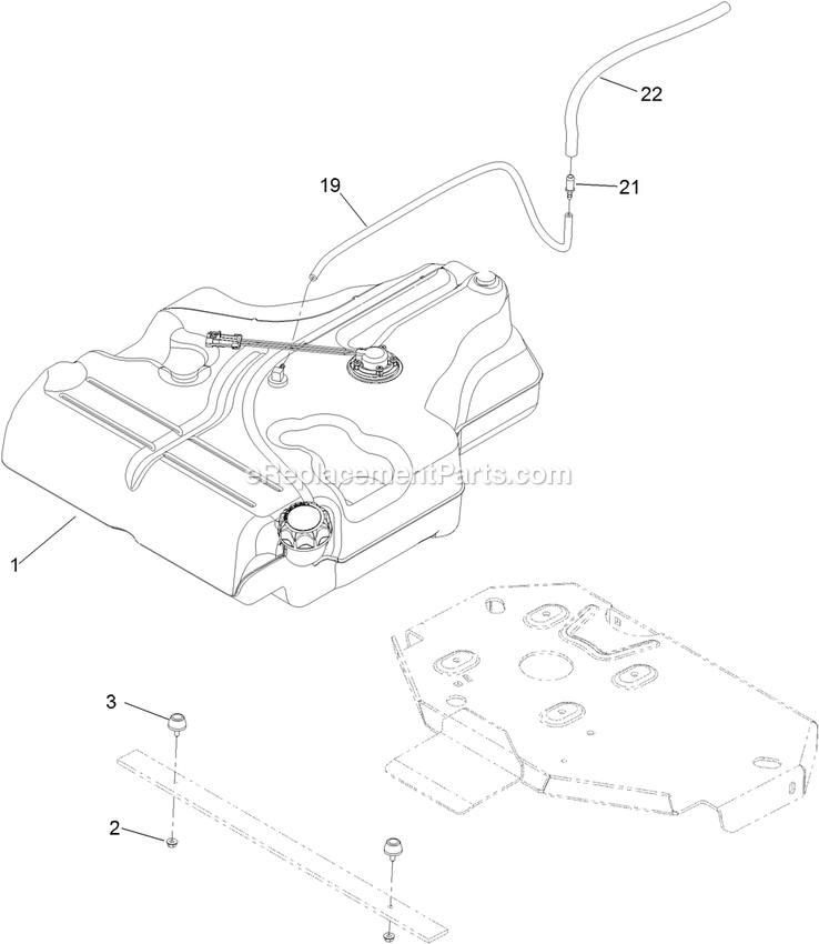 Fuel Tank Mounting Assembly Diagram and Parts List for LZE730KA604 (313000000-313999999)(2013) Exmark Lawn Mower
