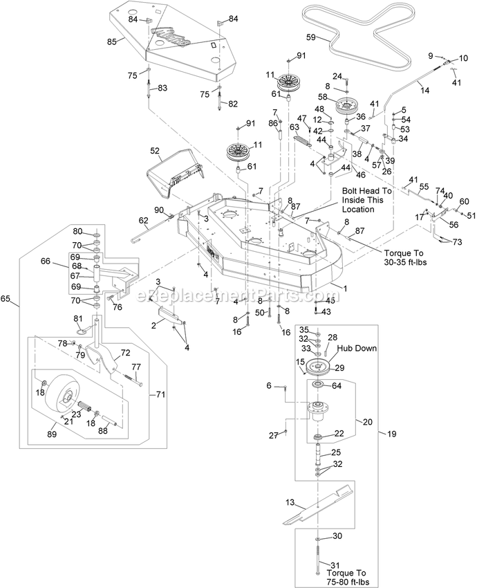 Mower Deck Assembly Diagram and Parts List for MG481KA483 (314000000-314999999)(2014) Exmark Lawn Mower