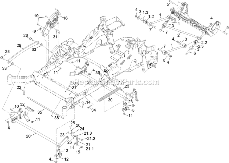 Deck Lift Assembly Diagram and Parts List for LZS651KA484 (313000000-313999999)(2013) Exmark Lawn Mower