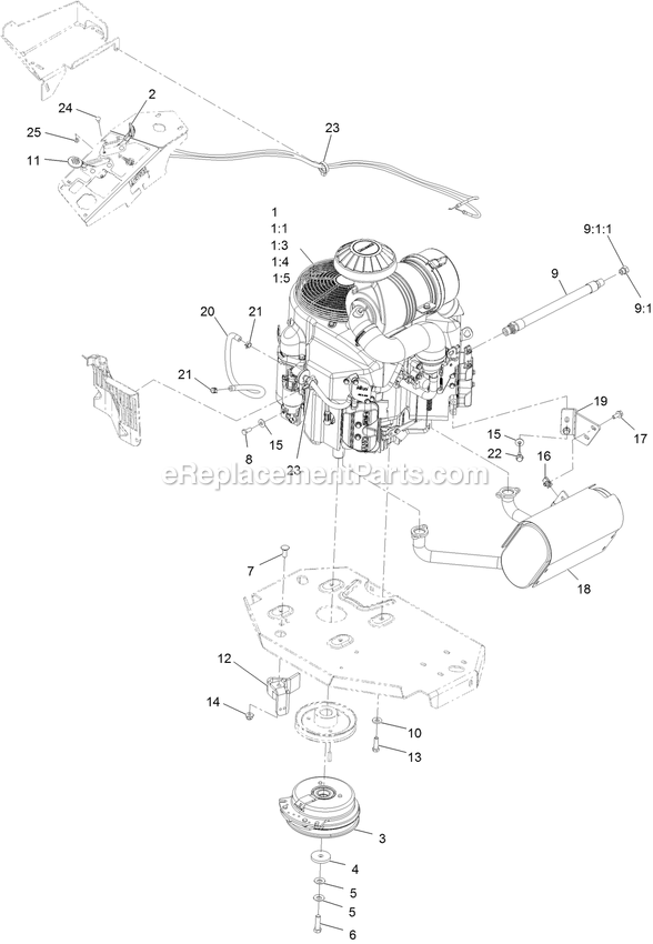 Engine Assembly Diagram and Parts List for LZE751CKA604A1 (406294345-408644345)(2020) Exmark Lawn Mower