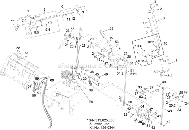 Controls Assembly Diagram and Parts List for VTX651KA484 (313000000-313999999)(2013) Exmark Lawn Mower