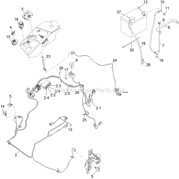 Electrical Assembly Diagram and Parts List for LZS749EKC724 (312000000-312999999)(2012) Exmark Lawn Mower
