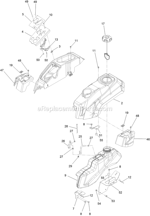 Fuel Assembly Diagram and Parts List for QZE702GEM42200 (404314159-406294344)(2019) Exmark Lawn Mower