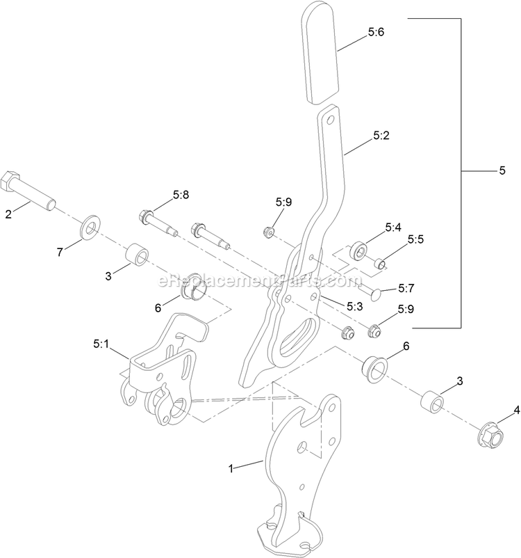 Parking Brake Handle Assembly Diagram and Parts List for LZS742KC604 (314000000-314999999)(2014) Exmark Lawn Mower