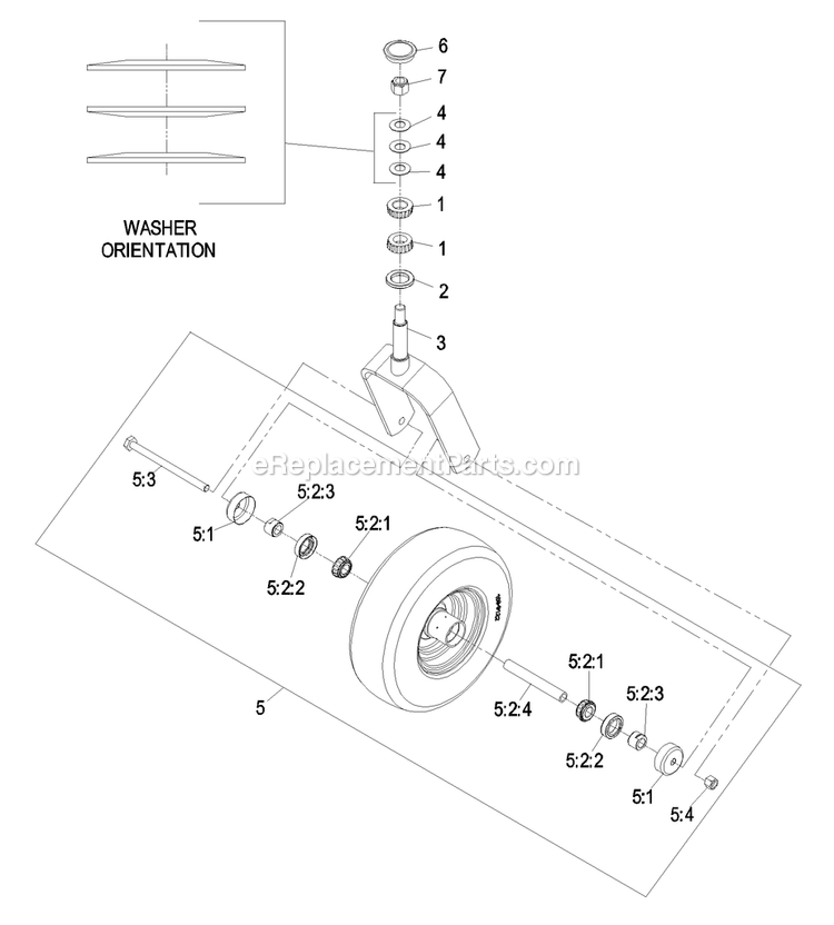 Caster Wheel Assembly (1) Diagram and Parts List for LZZ23KA526 (790000-849999)(2009) Exmark Lawn Mower