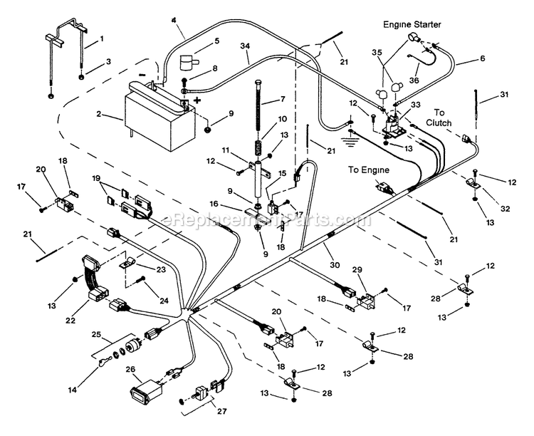 Electrical Group Diagram and Parts List for LZ-22KC52 (115000-129999)(1996) Exmark Lawn Mower