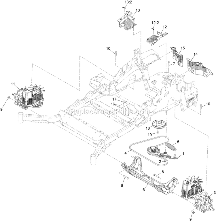 Hydraulic Assembly Diagram and Parts List for LZX801CKA606C1 (408644346-411294211)(2021) Exmark Lawn Mower