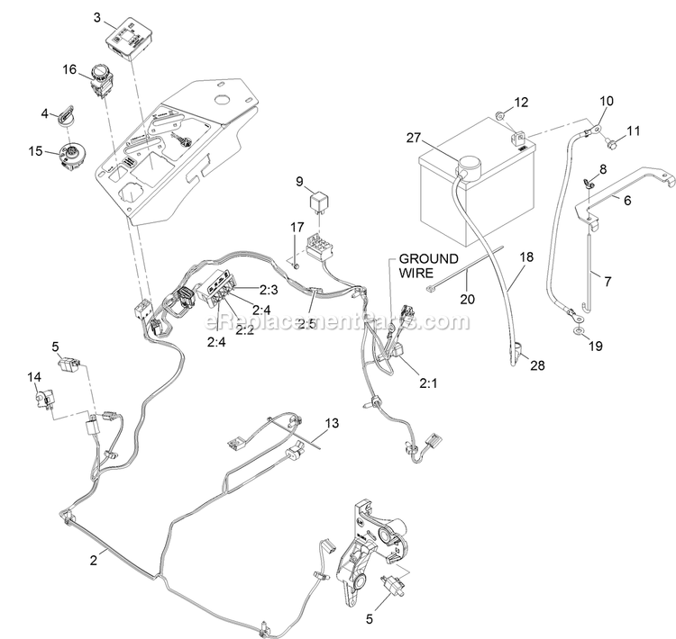 Electrical Assembly Diagram and Parts List for LZS801PKA724 (312000000-312999999)(2012) Exmark Lawn Mower